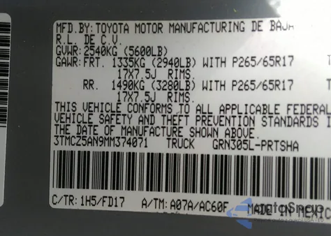 2021 Toyota Tacoma Trd Sport from USA, damaged, VIN 3TMCZ5AN9MM374071